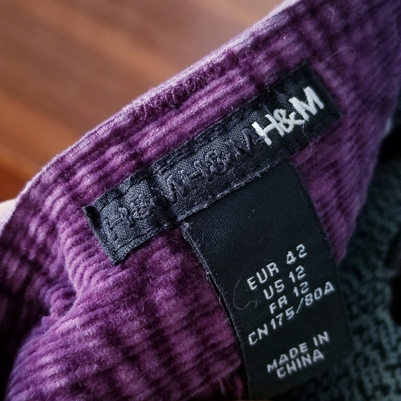 H&M Purple Corduroy a-line knee Skirt sz 12 - Picture 5 of 5